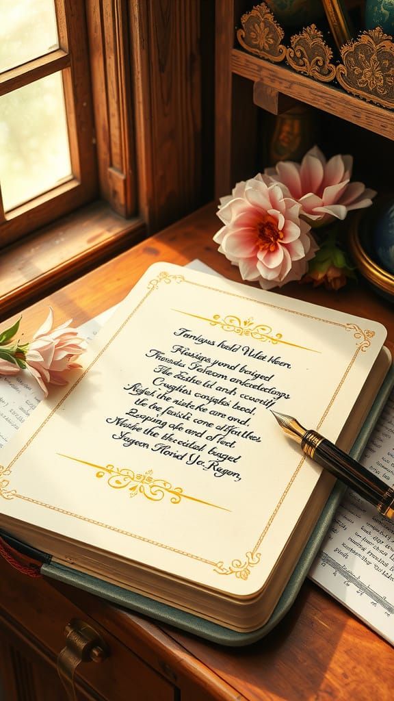 Fairytale Notebook Page with Floral Borders