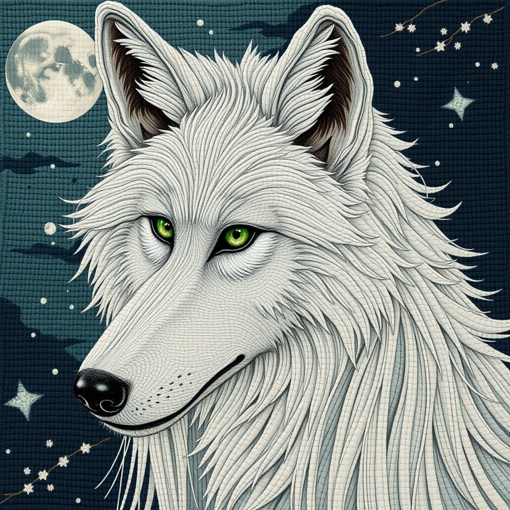 Kitsuwolfie (Woven tapestry surrealism)