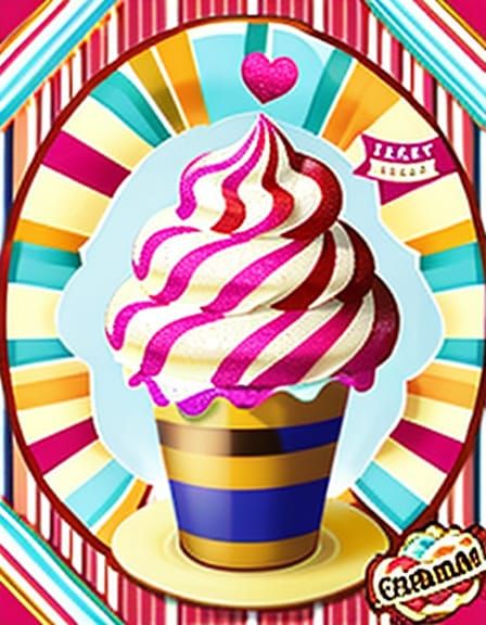 Vibrant Candy-Themed Ice Cream Festival in Colorful Stripes