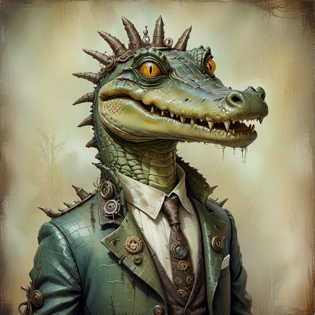Ethereal Steampunk Crocodile Dreamscape