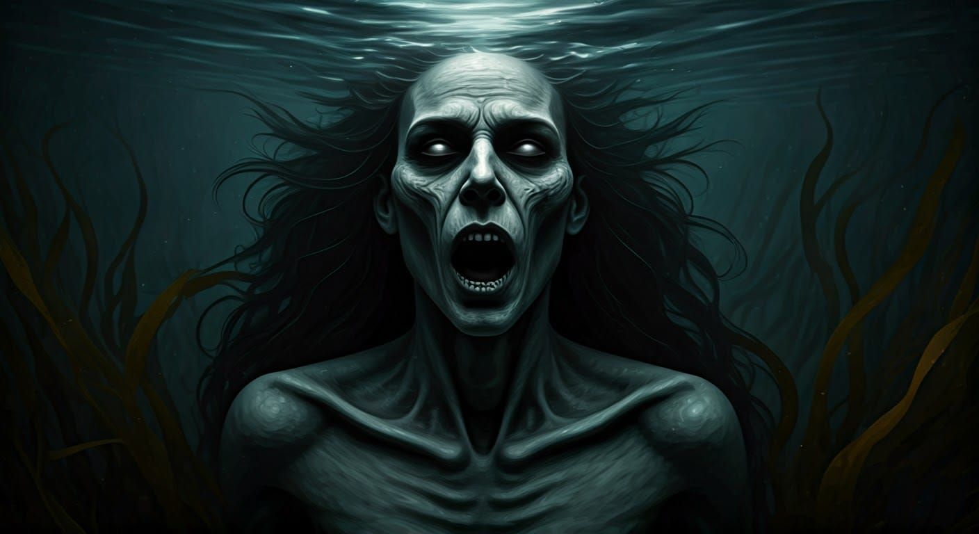 Haunted Figure Trapped Underwater Nightmare