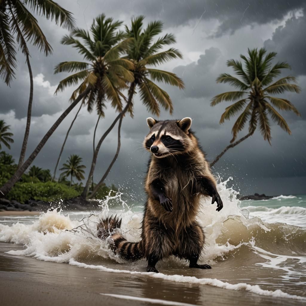 Raccoon's Stormy Caribbean Beach Vacation Photography