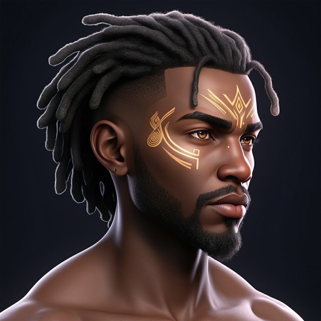 Mysterious African Warrior in Vibrant Haki Aura