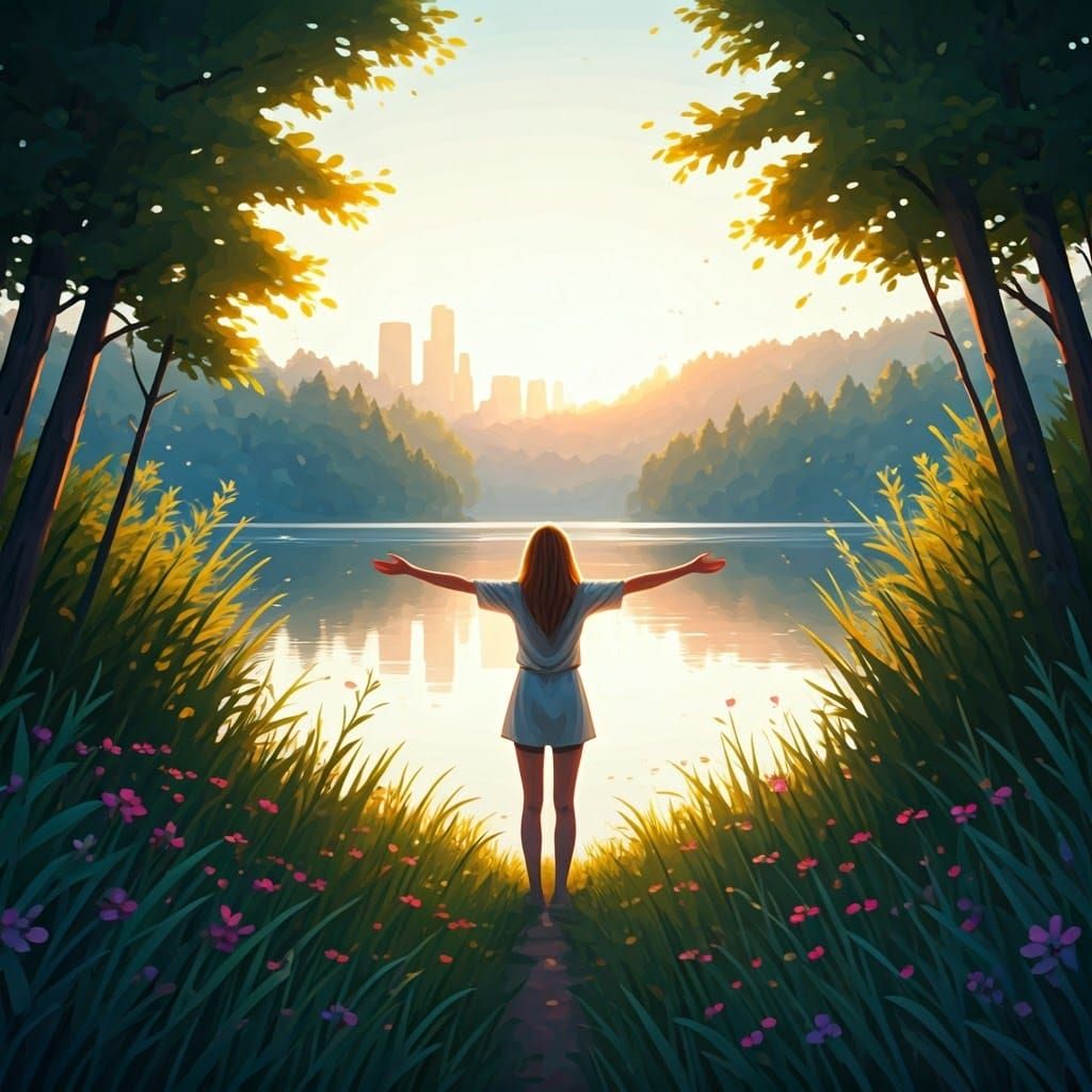 Lone Figure Embraces Dawn's Promise