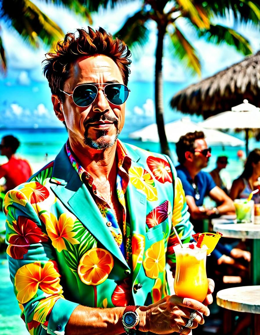 Tony Stark Enjoying His Pina Colada