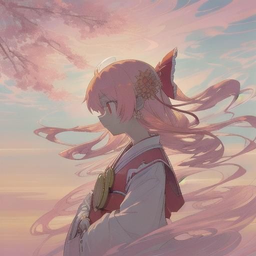 Reimu as Chinese Heavenly Lady in Anime Style