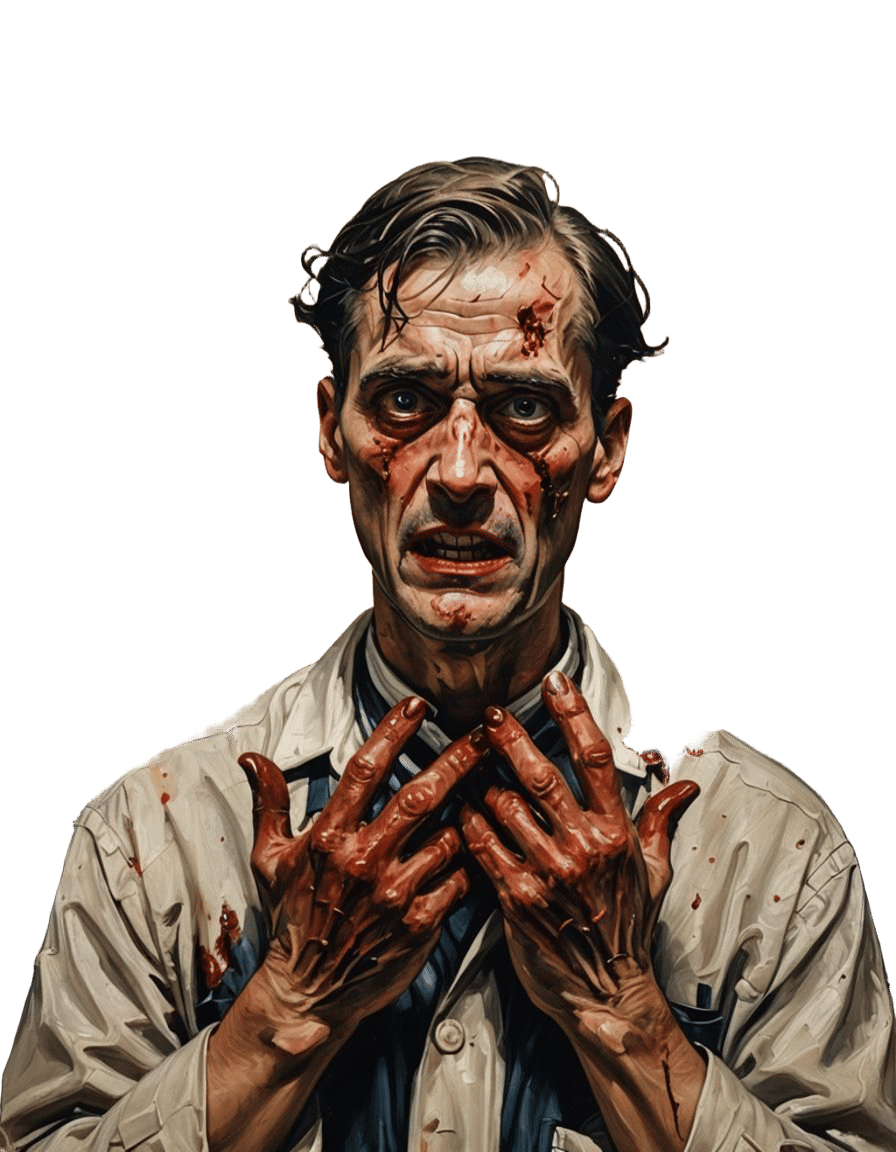 Horrifying 1920s Surgeon Portrait in Oil Painting Style