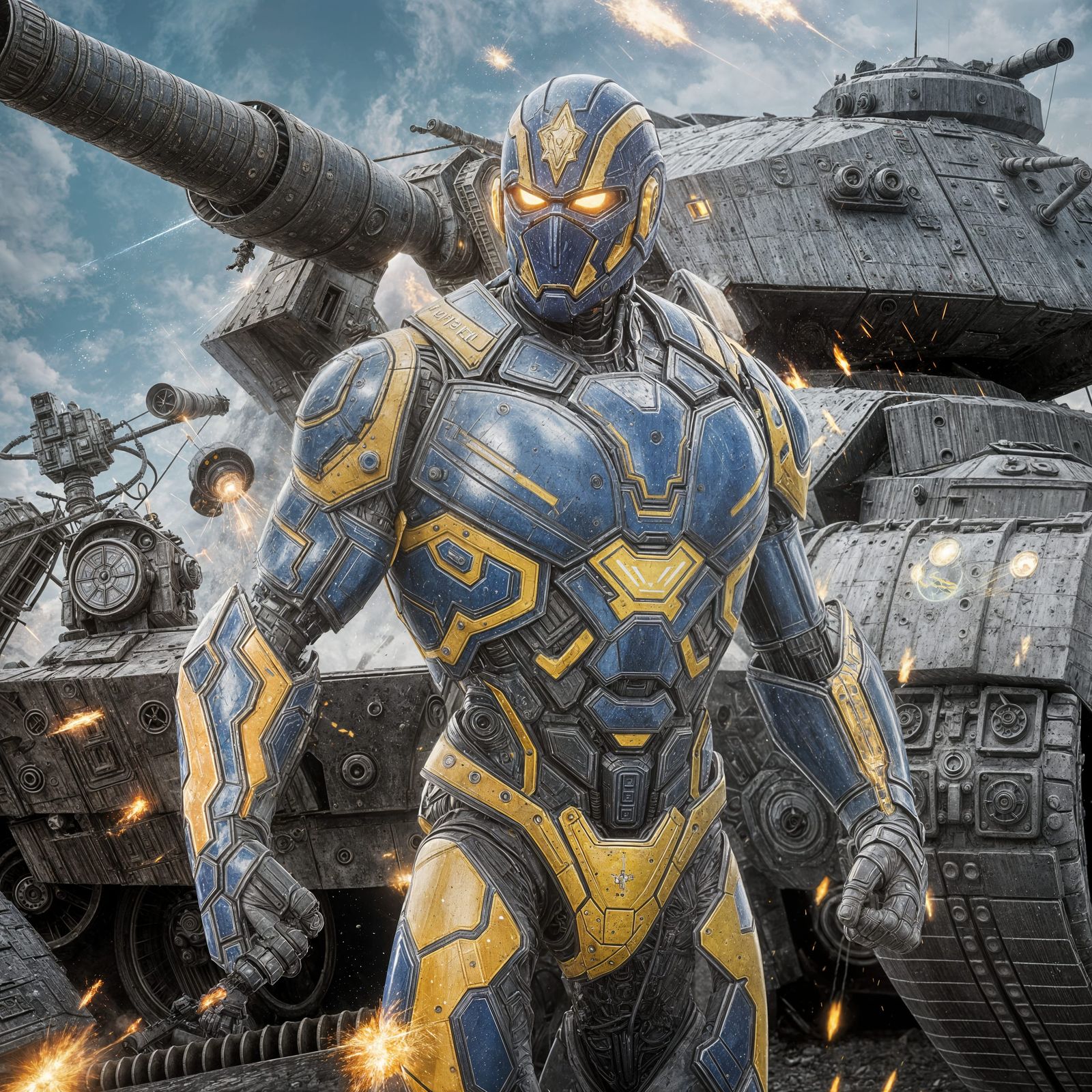 Ukrainian Armored Superhero Victorious in Fantasy Art
