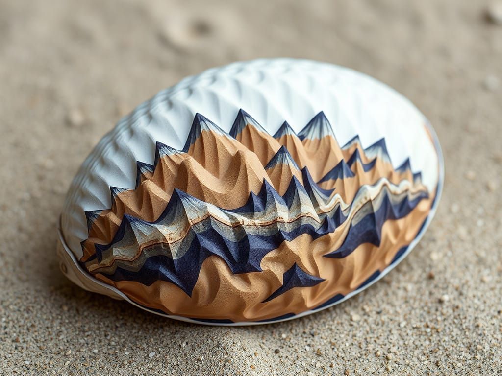 Surreal Mussel Shell Landscape in Earthy Tones