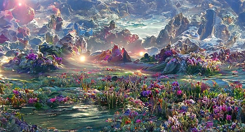 Luminous Fantasy Landscape in Studio Ghibli Style