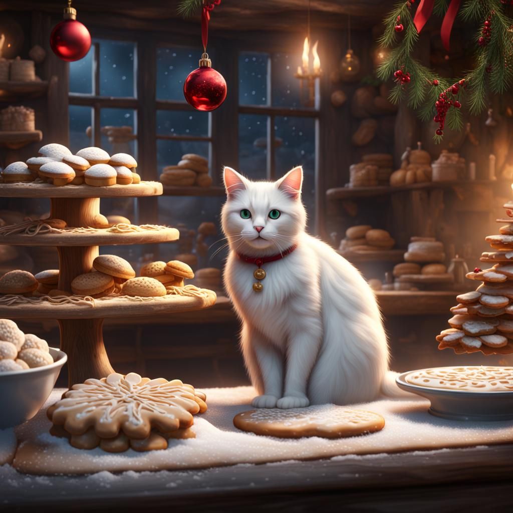White Cat Bakes Christmas Cookies: Fantasy Concept Art