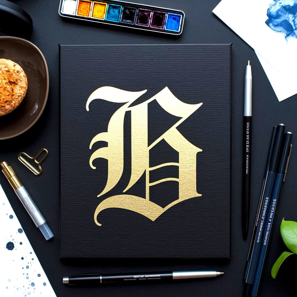 Golden Artwork on Black Canvas