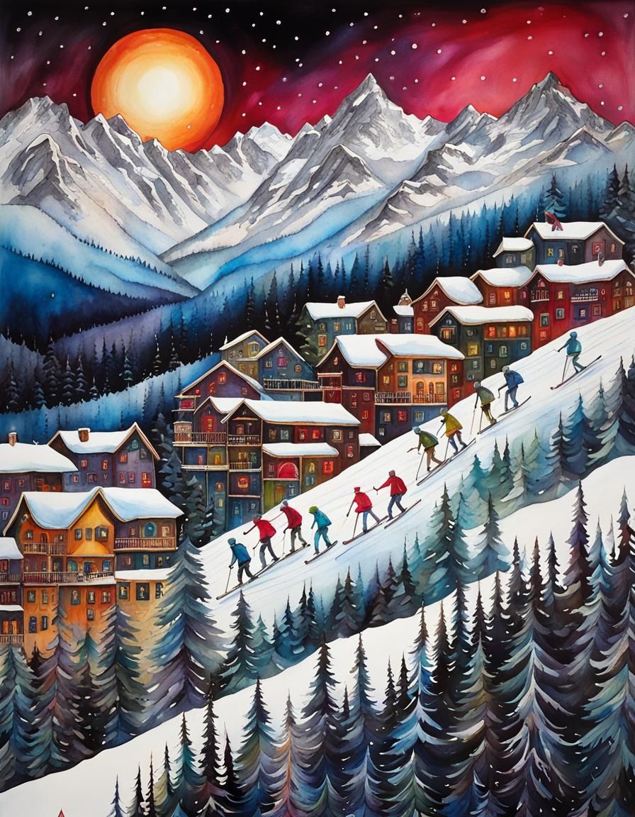 Surreal Skiers in a Fantasy World