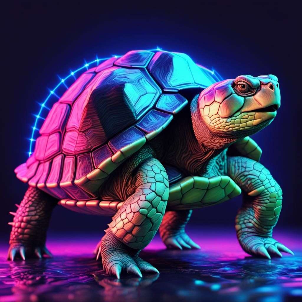 Synthwave Armored Snapping World Turtle