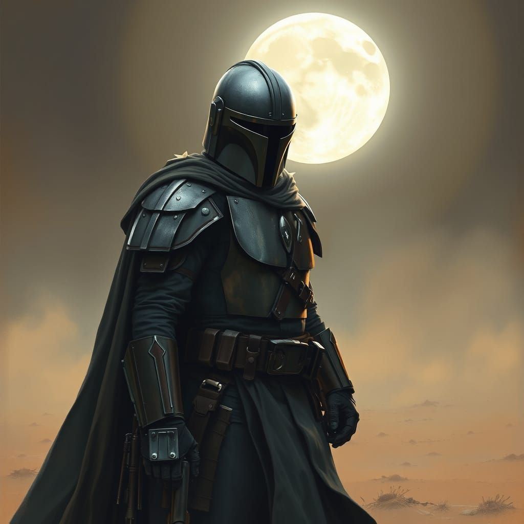 Mandalorian Bounty Hunter in Gritty, Cinematic Style