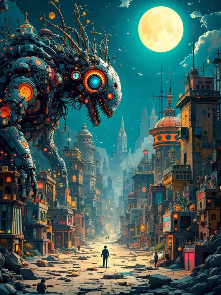 Mechanized Conglomeration Will Feed in the Broken Moon Papercut Town