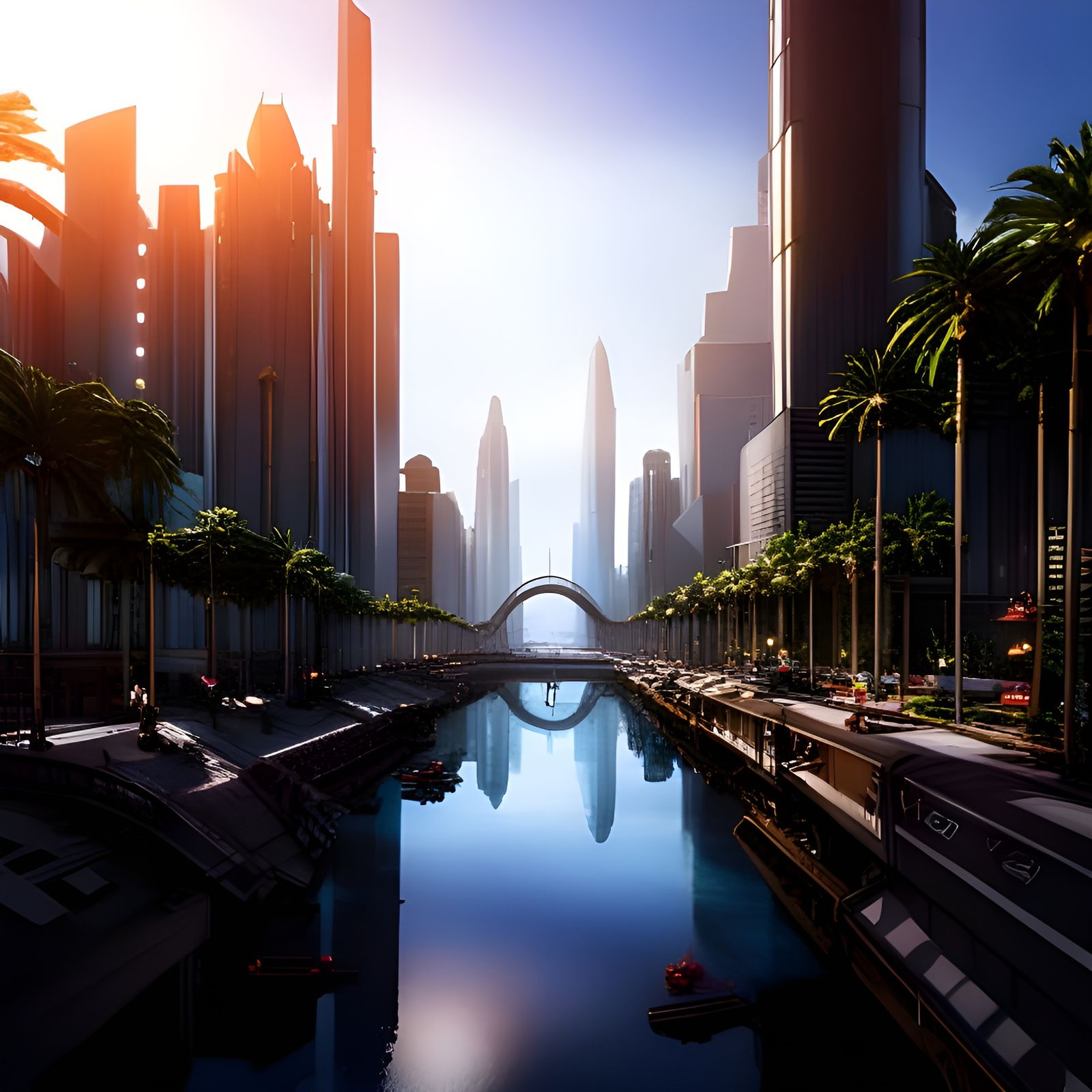 Futuristic Sci-Fi Cityscape with Starships
