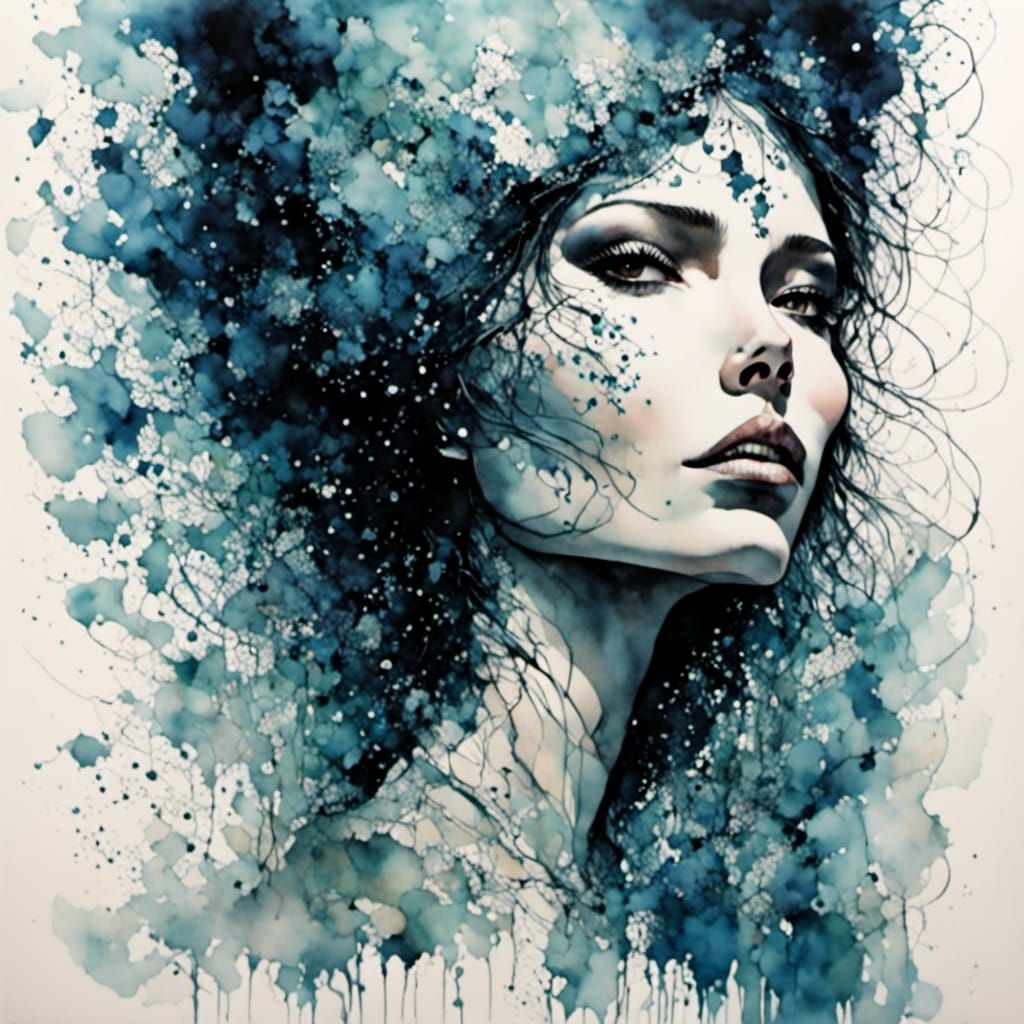 Pointillist Black Women with Cats in 1970s Style