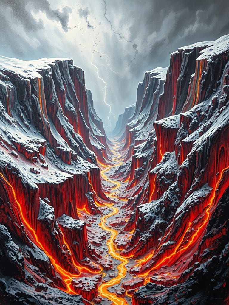 Explosive Landscape of Molten Acrylic Paint
