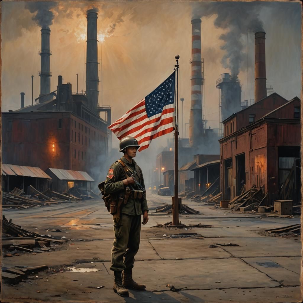 Surreal American Realism Portrait of a Young Soldier