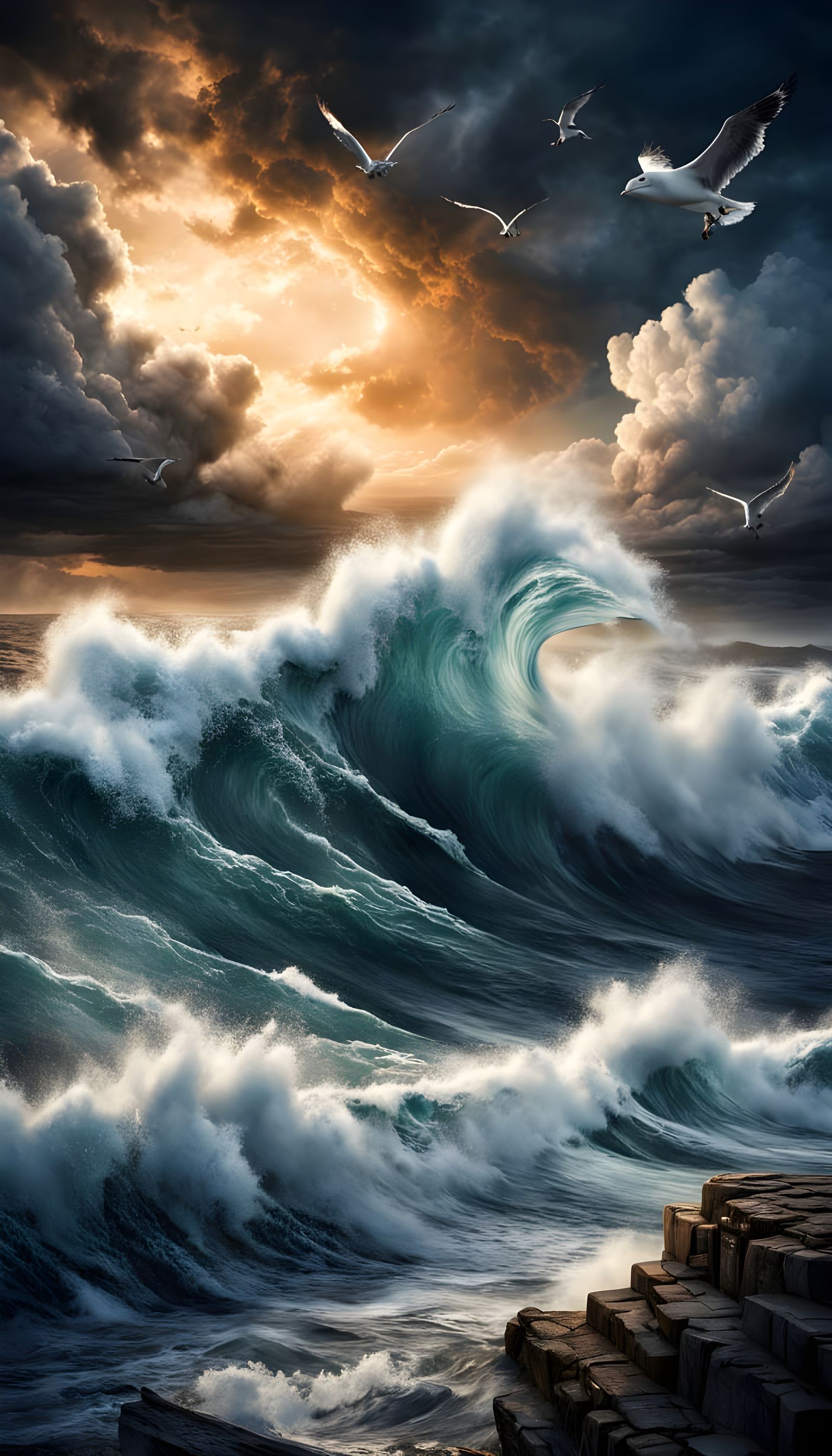 Hyperrealistic Seascape: Strong Winds of the Sea