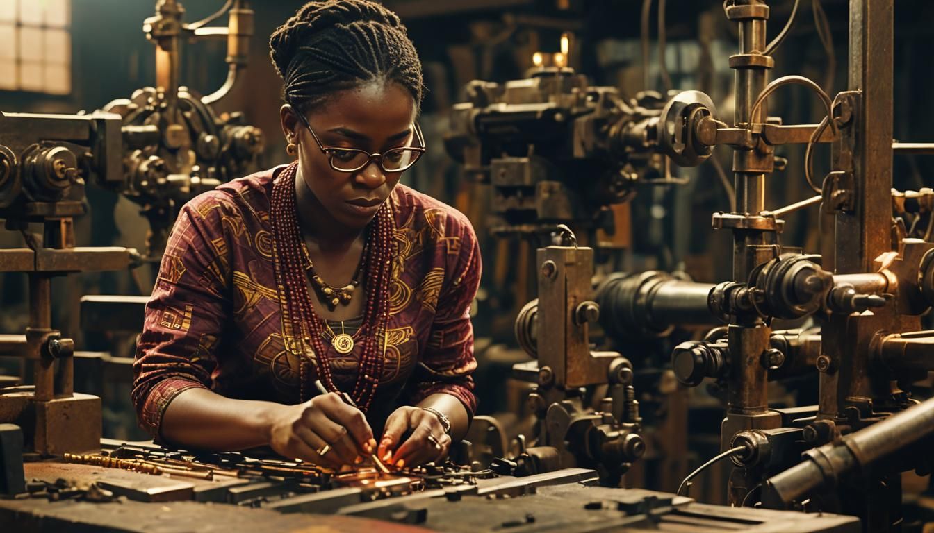 African Art: Mechanical Engineer in Workshop