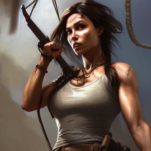 Lara Croft Cliffhanger Portrait in Artgerm Style