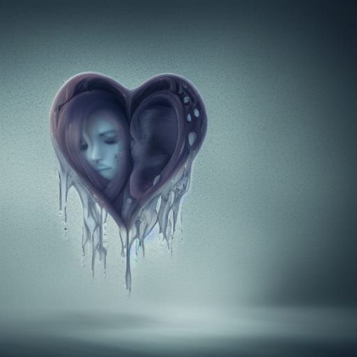Shattered Heart: A Study in Muted Color and Sadness