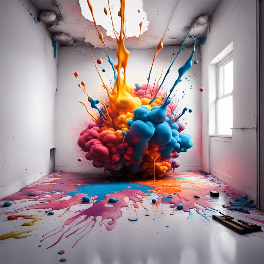 Paint Bomb Explosion Creates Mural Art