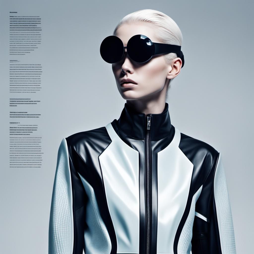 Bold Futuristic fashion magazine, with cool future fashion