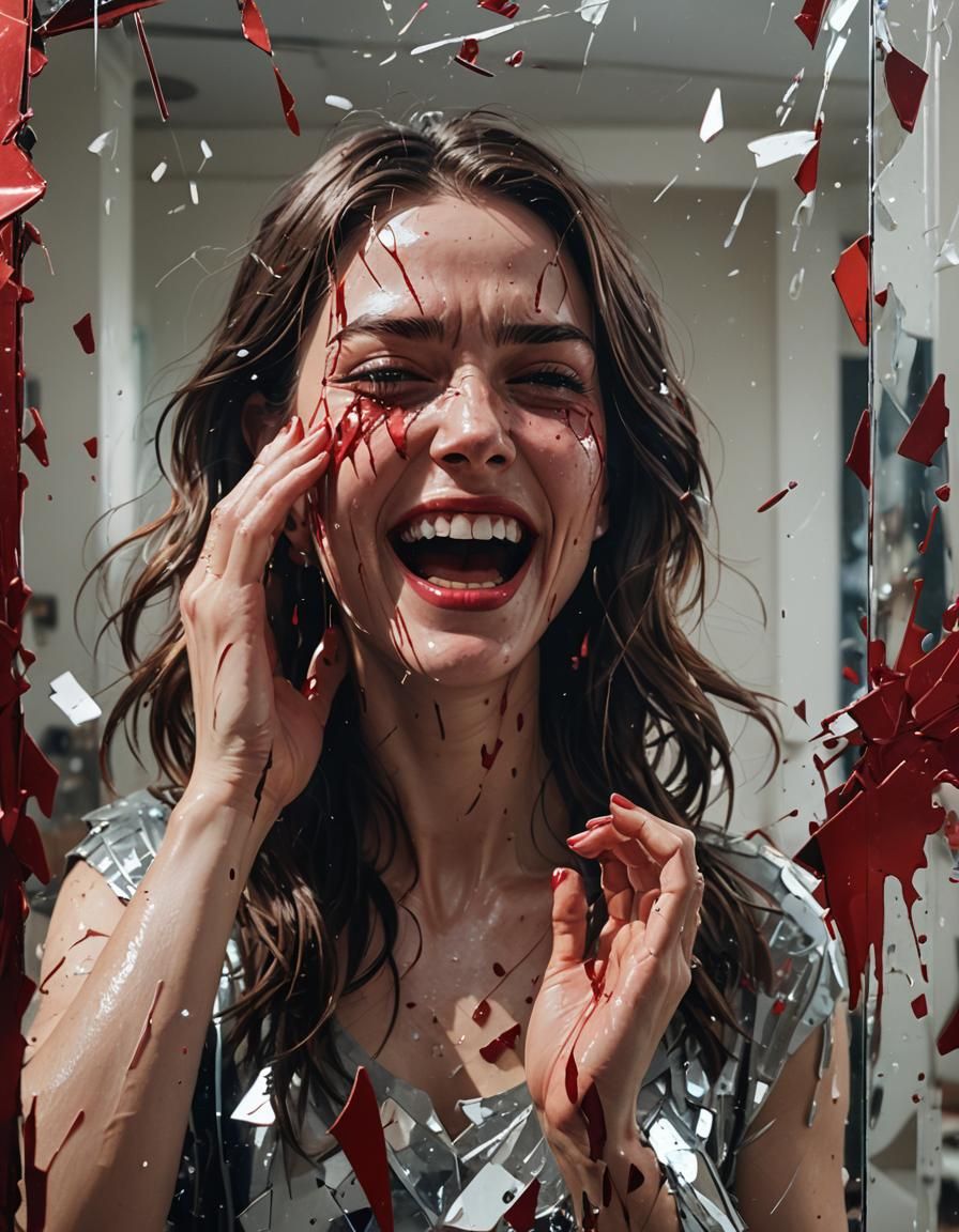 Emotional Shattered Reflection in Expressive Splash Art