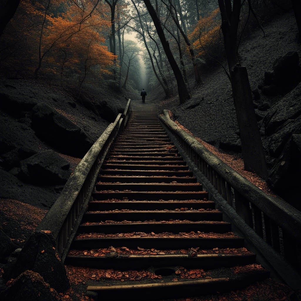 Dark Forest Stairway Inspired by Escher