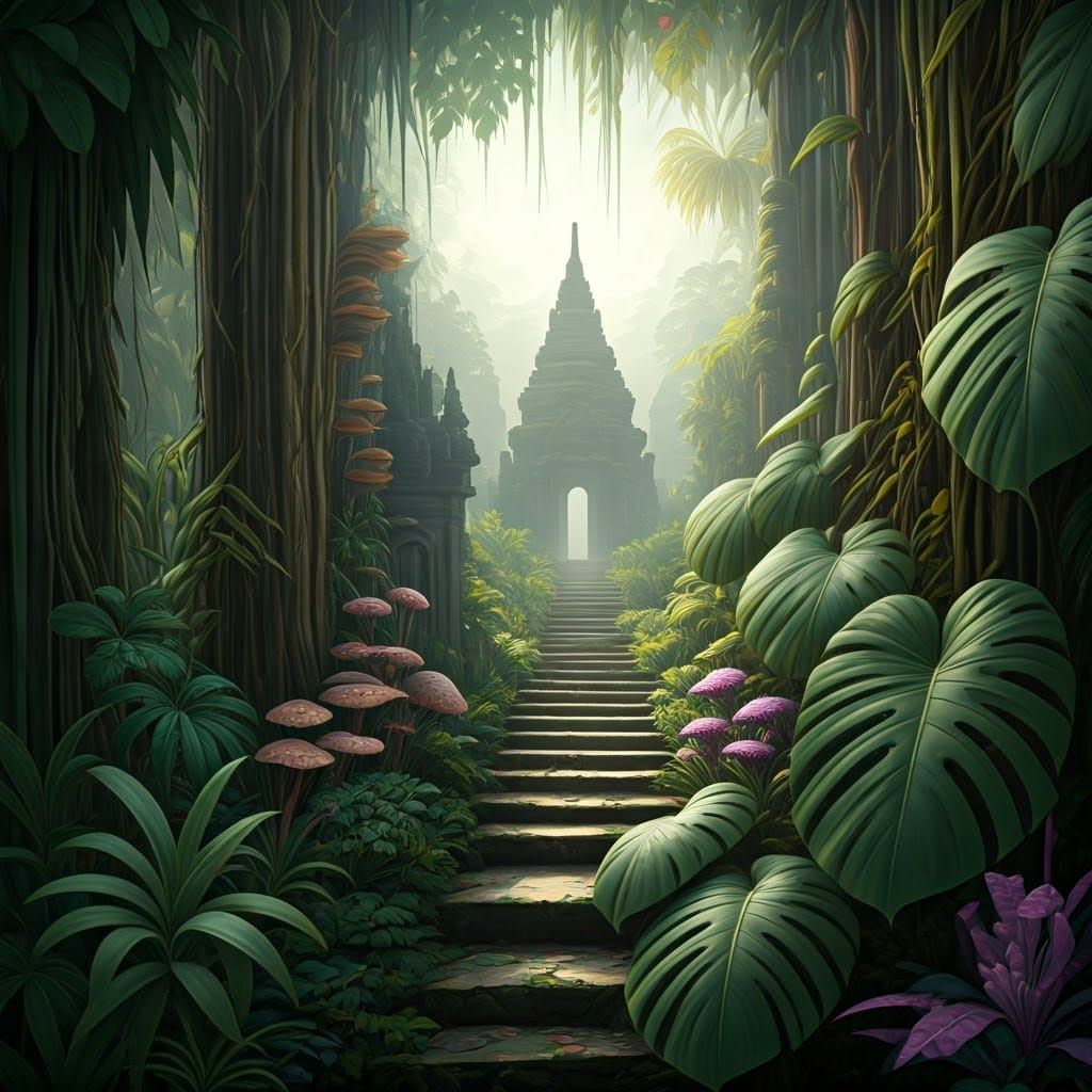 Surreal Jungle Scene in Hyperdetailed Style