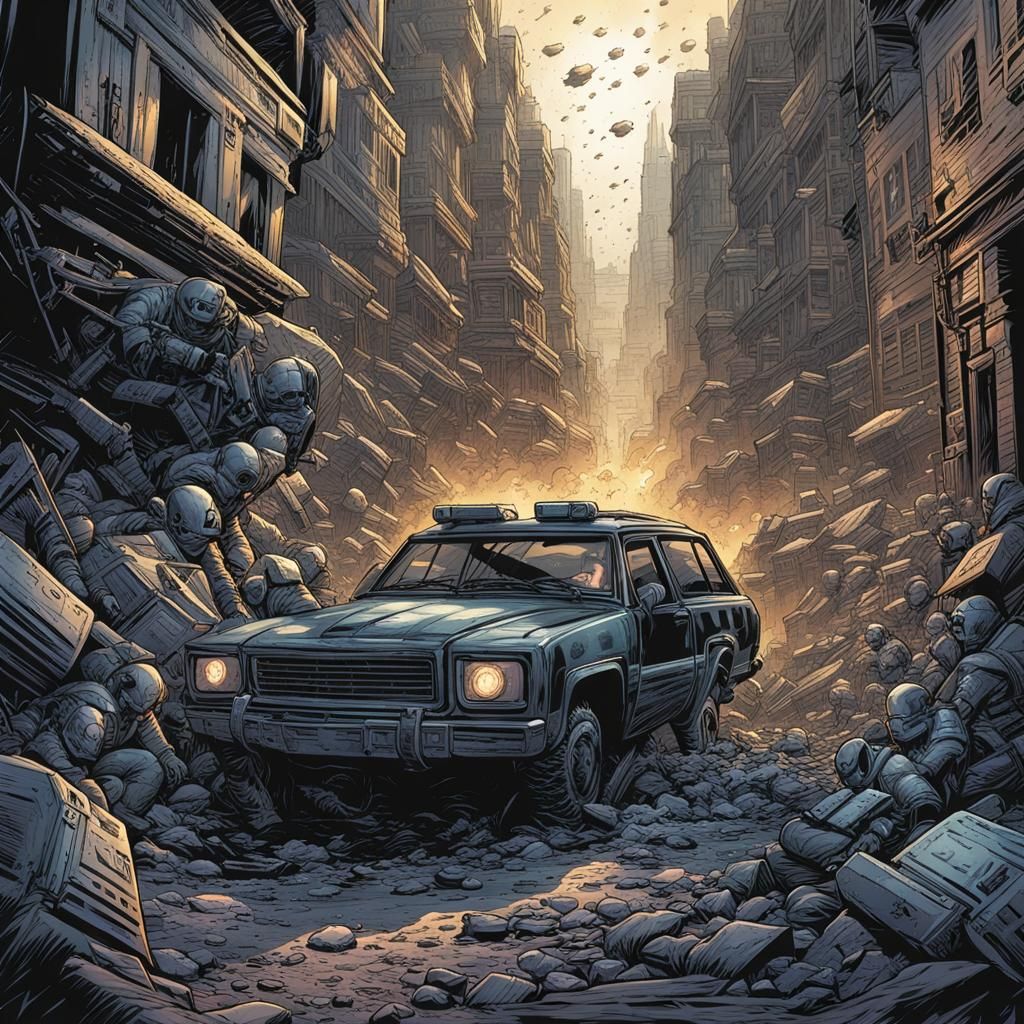 Barricade in Comic Book Art Style