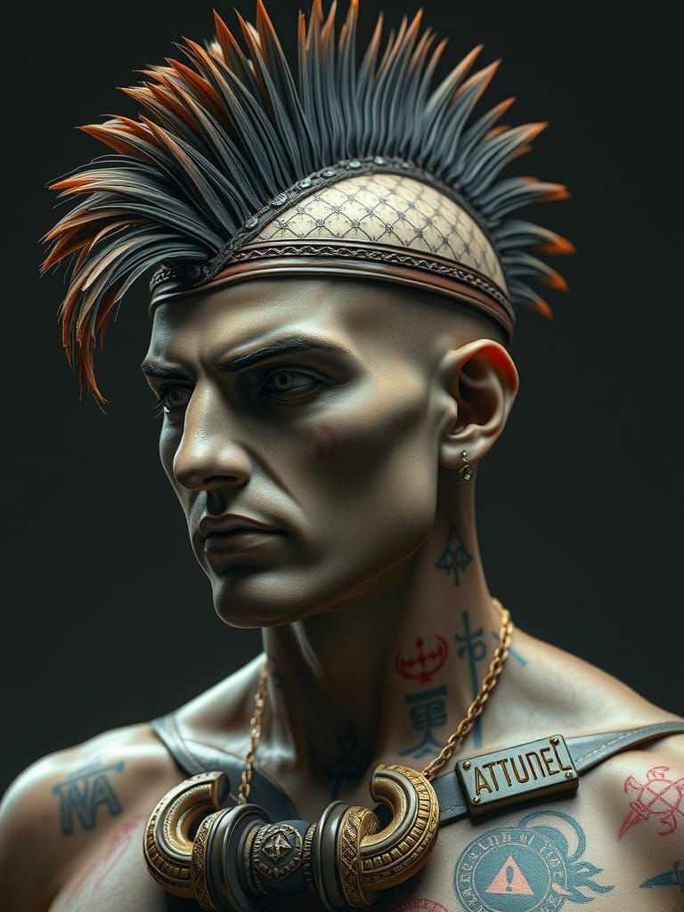 Ancient Roman Deity with Mohawk in Fantasy Art