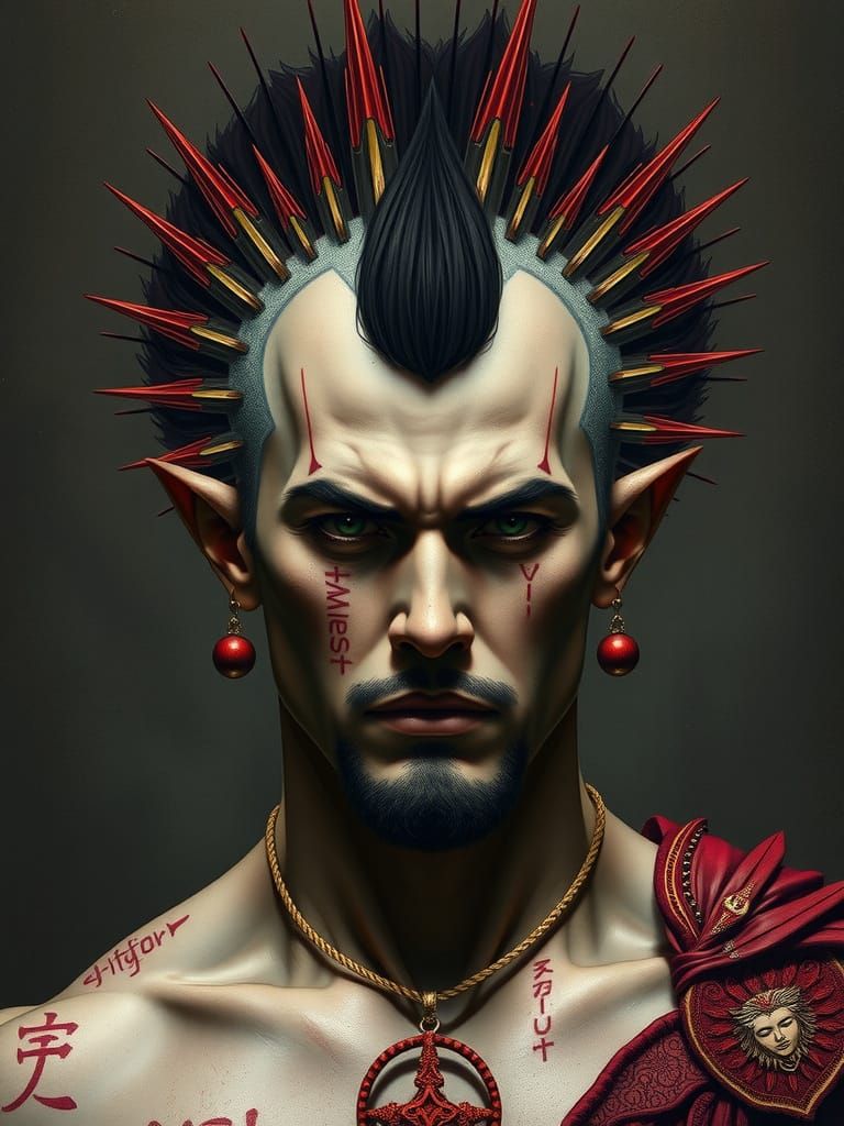 Cyberpunk Deity with Mohawk in Roversi Style
