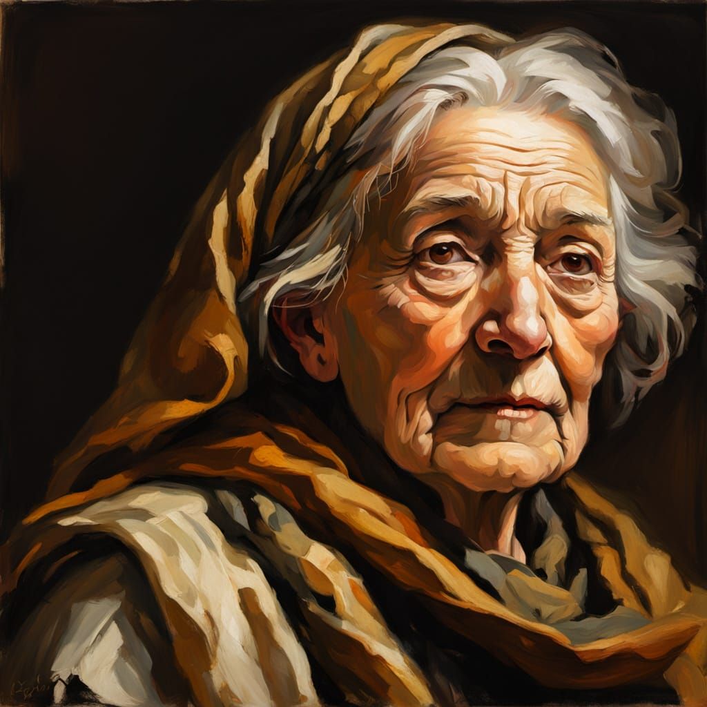 Baroque Portrait of Wise Woman in Earth Tones