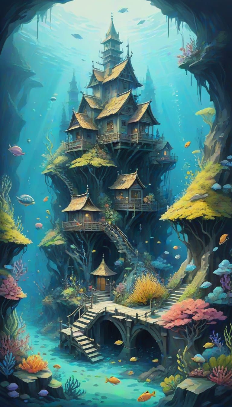 Underwater fantasy village
