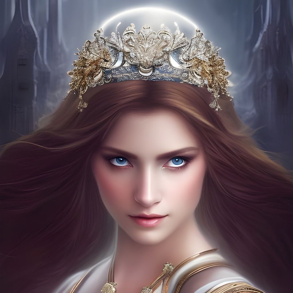 Ethereal Childlike Empress Portrait in Digital Art Style