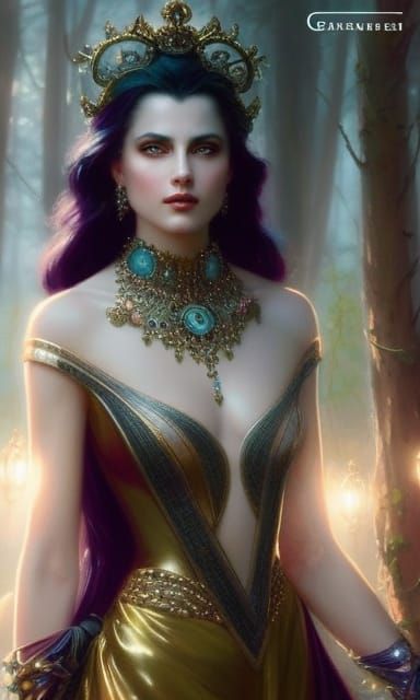 Lady in Pearls and Gems: Digital Masterpiece
