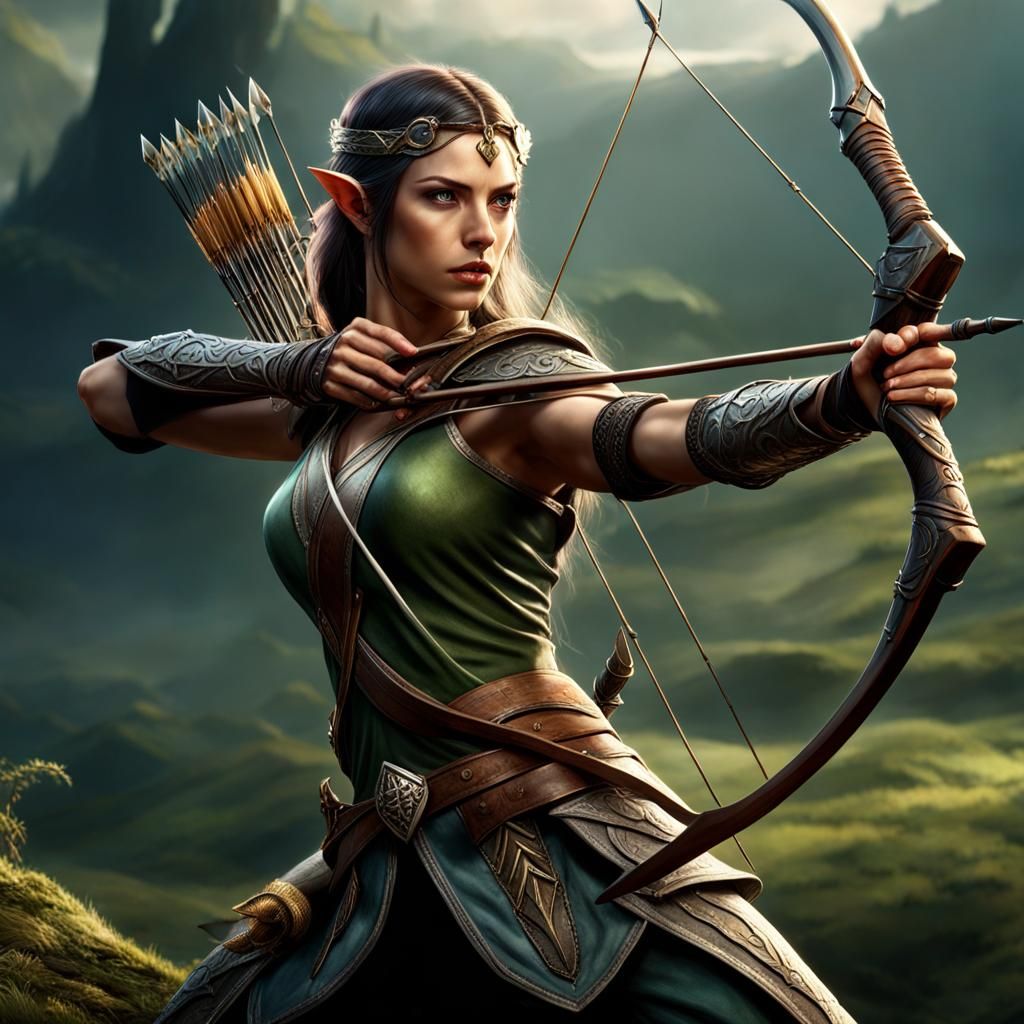 Wood Elf Archer in Epic Fantasy Battle