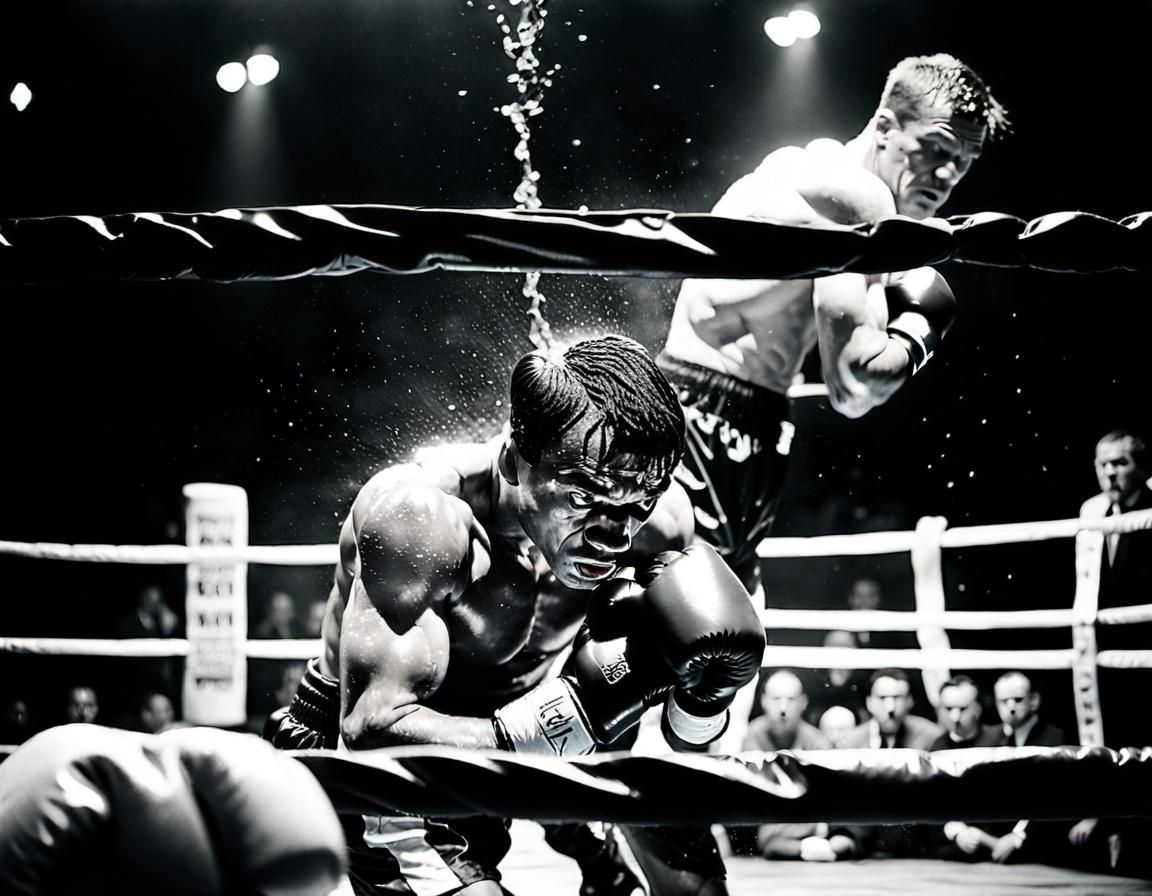 Film Noir Boxer's Knockout Blow in High Contrast