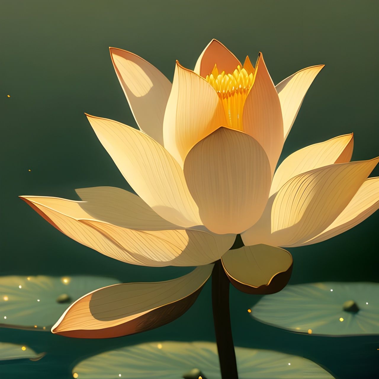 Elegant Lotus Flower with Gold Dust Particles