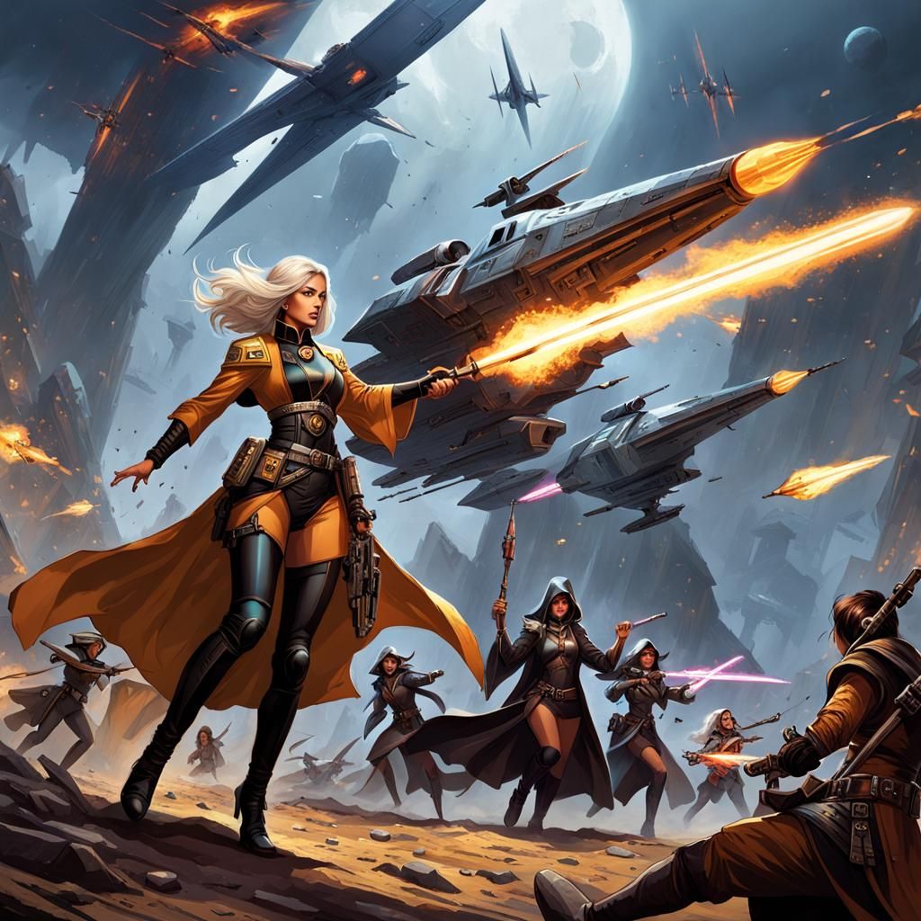 Adventurer Attacks Witches in Dark Fantasy Art