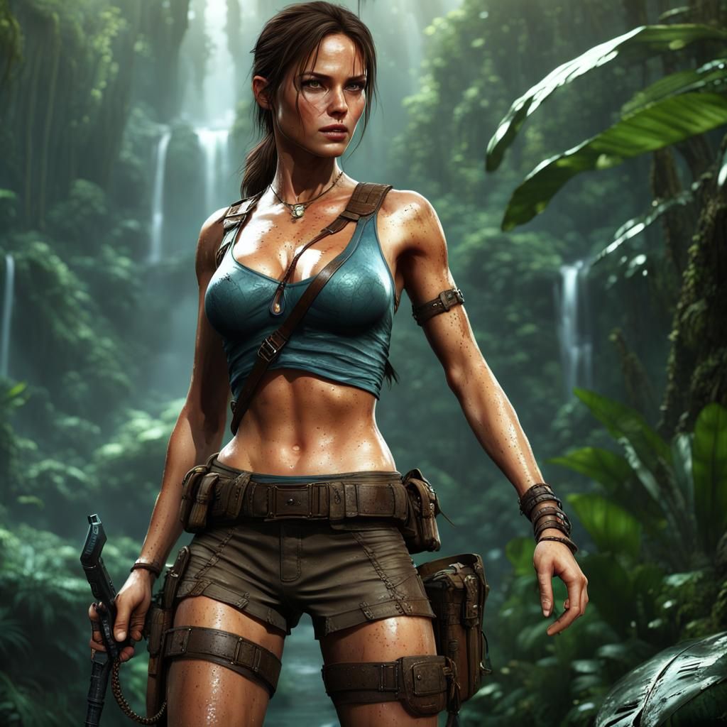 Lara Croft exploring in the Jungle