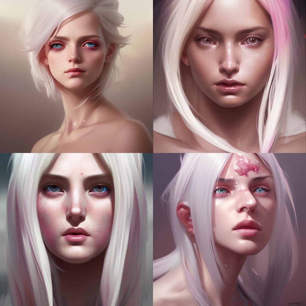 Pink-Eyed Girl Portrait in Hyperdetailed Digital Art
