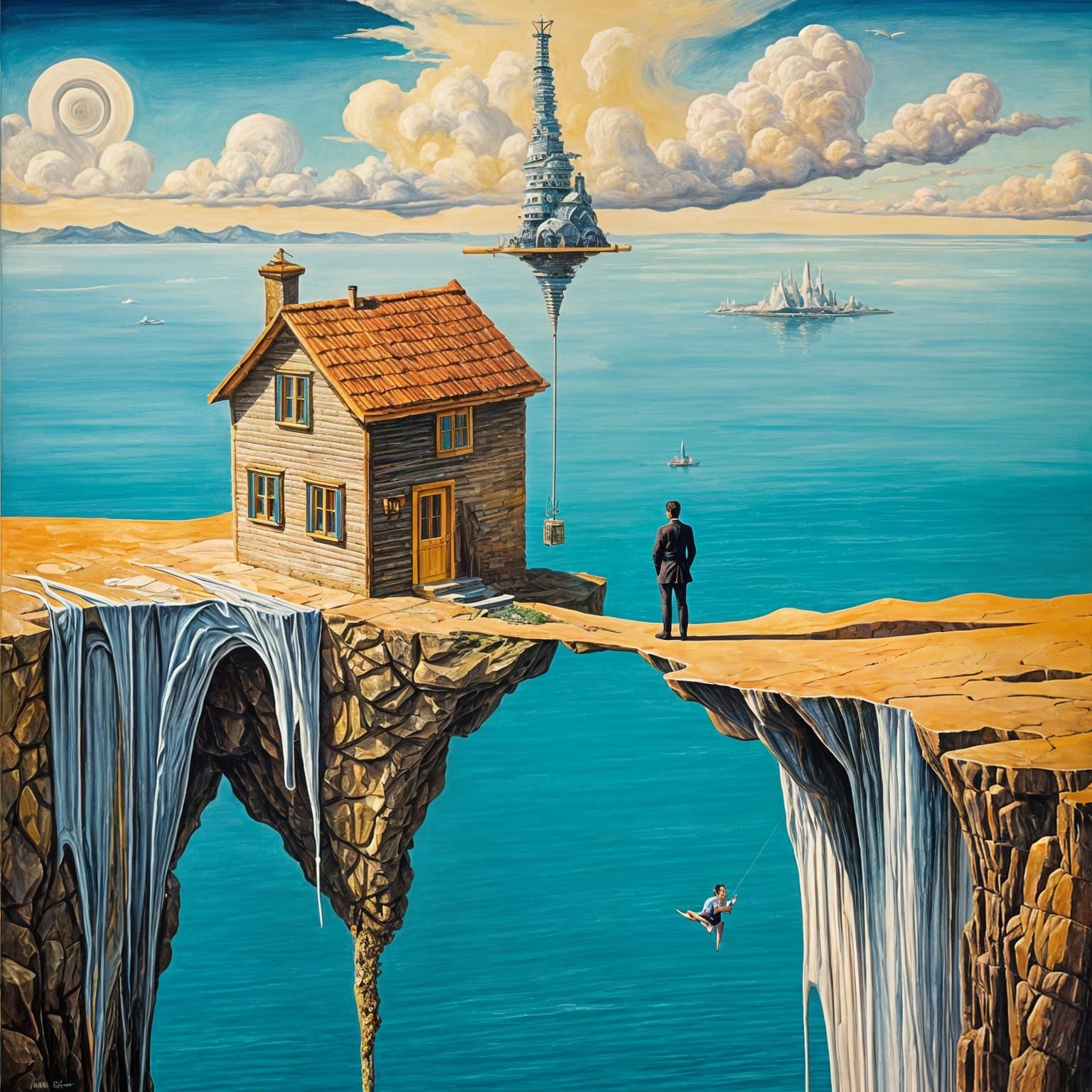 Surreal Tiny House on Needle, Dali Style