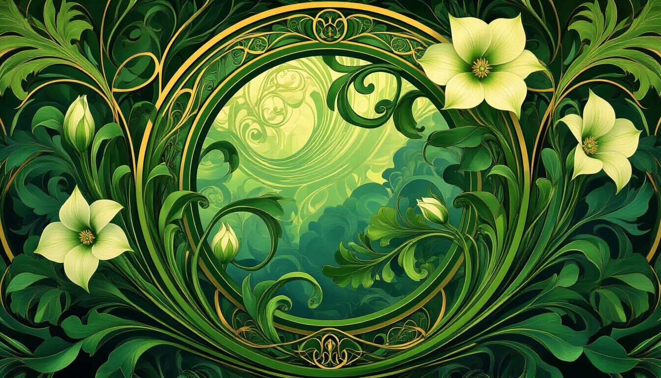 Art Nouveau Botanicals With Surreal Geometric Patterns