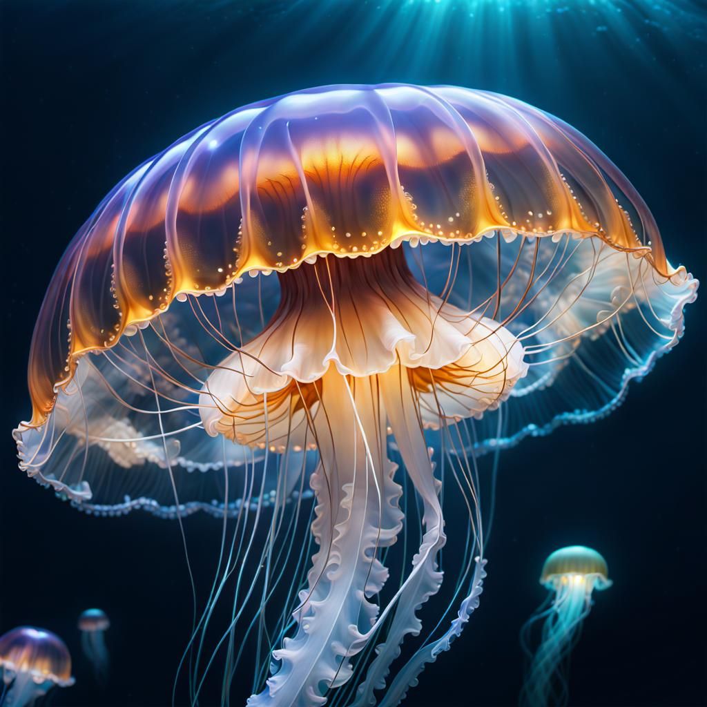 Glowing Jellyfish: A Hyper-Realistic Digital Illustration
