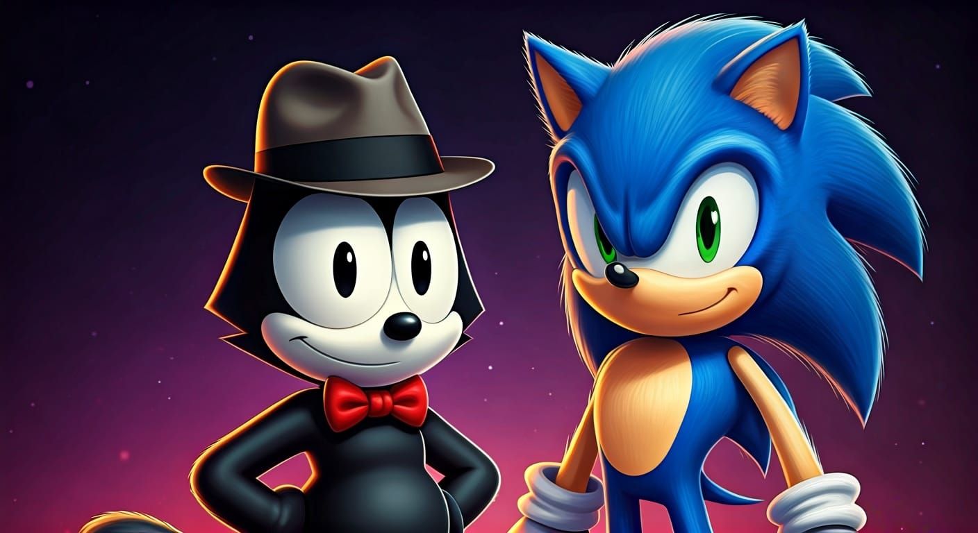 Felix the Cat and Sonic the Hedgehog Art